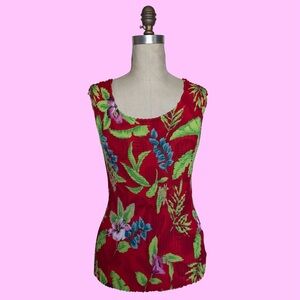 Floral Red Sleeveless Women’s Top vintage Y2K